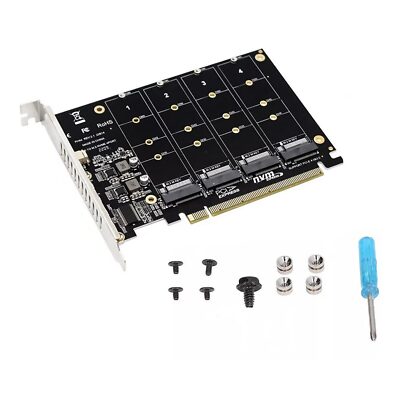 M.2 NVME SSD To PCIE X16 Adapter 4-Port High Speed 4x32Gbps Expansion Card