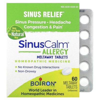 SinusCalm Allergy, Sinus Relief, без вкусовых добавок, 60 таблеток Meltaway