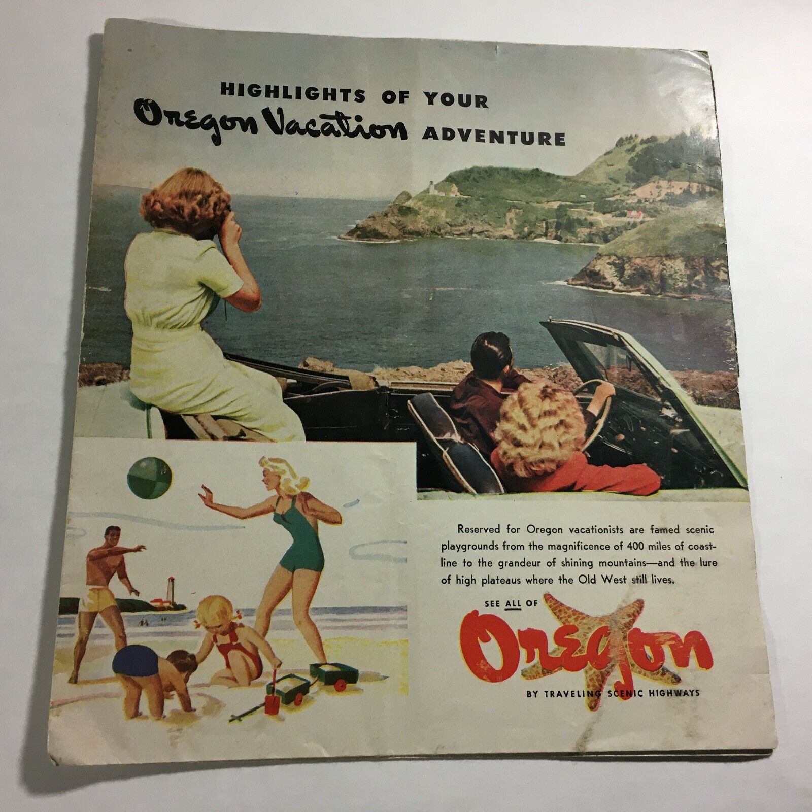 Vintage Souvenir Highlights Oregon vacation Adventure Foldout