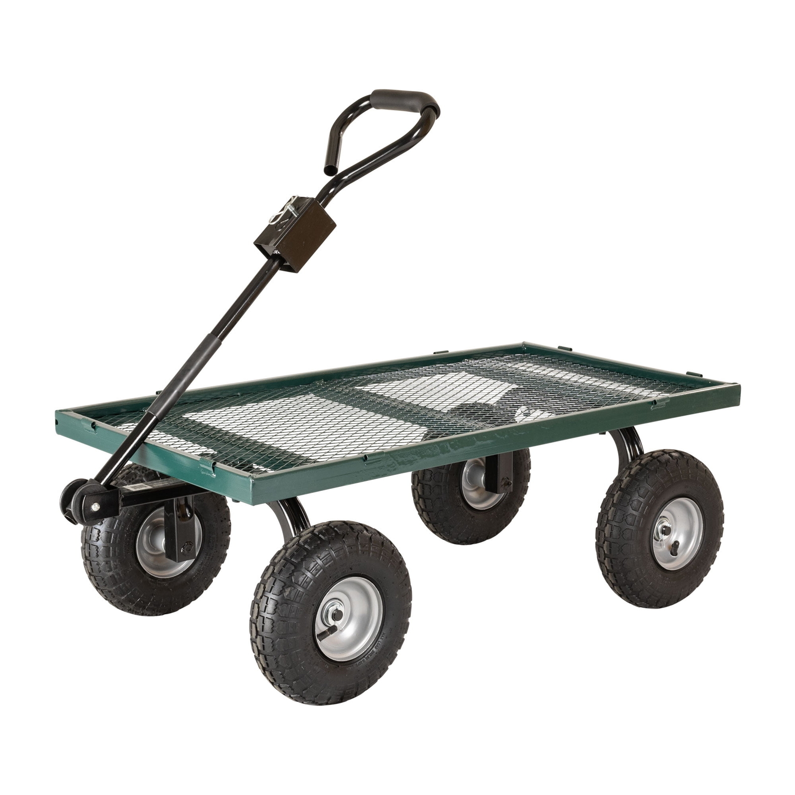 700LBS Towable Steel Mesh Yard Cart Garden Lawn Utility Wagon Removable Flated