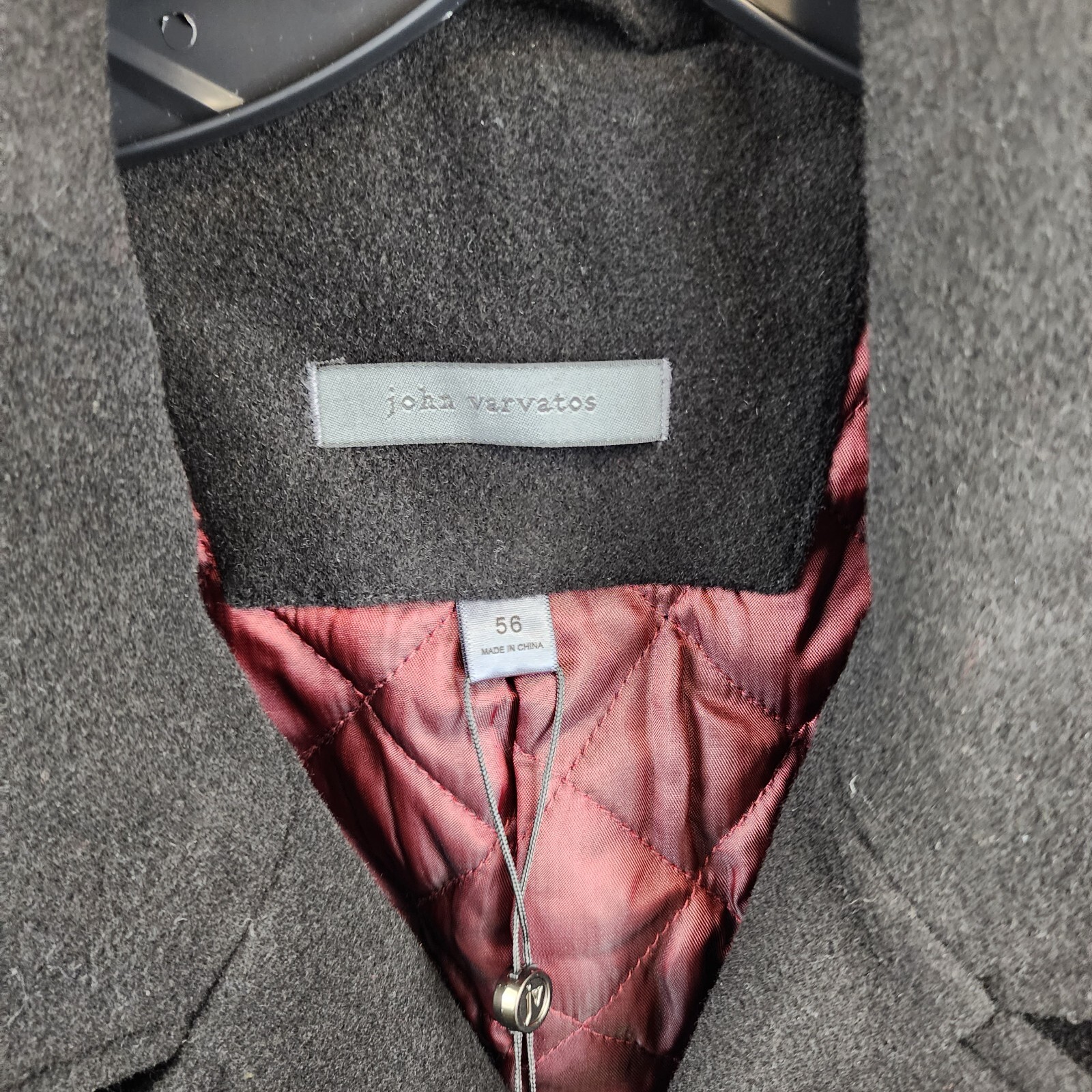 Pre-owned John Varvatos Wool Carlos Vintage I Peacoat Men's 56/xl Black Front Button L/s