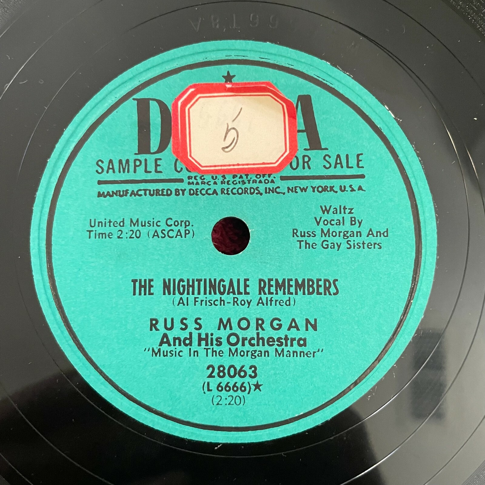 Russ Morgan - Decca 28063 PROMO 78rpm The Nightingale