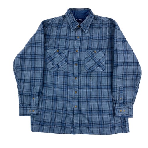 John Blair Shirt Mens Medium Blue Flannel Plaid Long Sleeve Grunge Skater Top