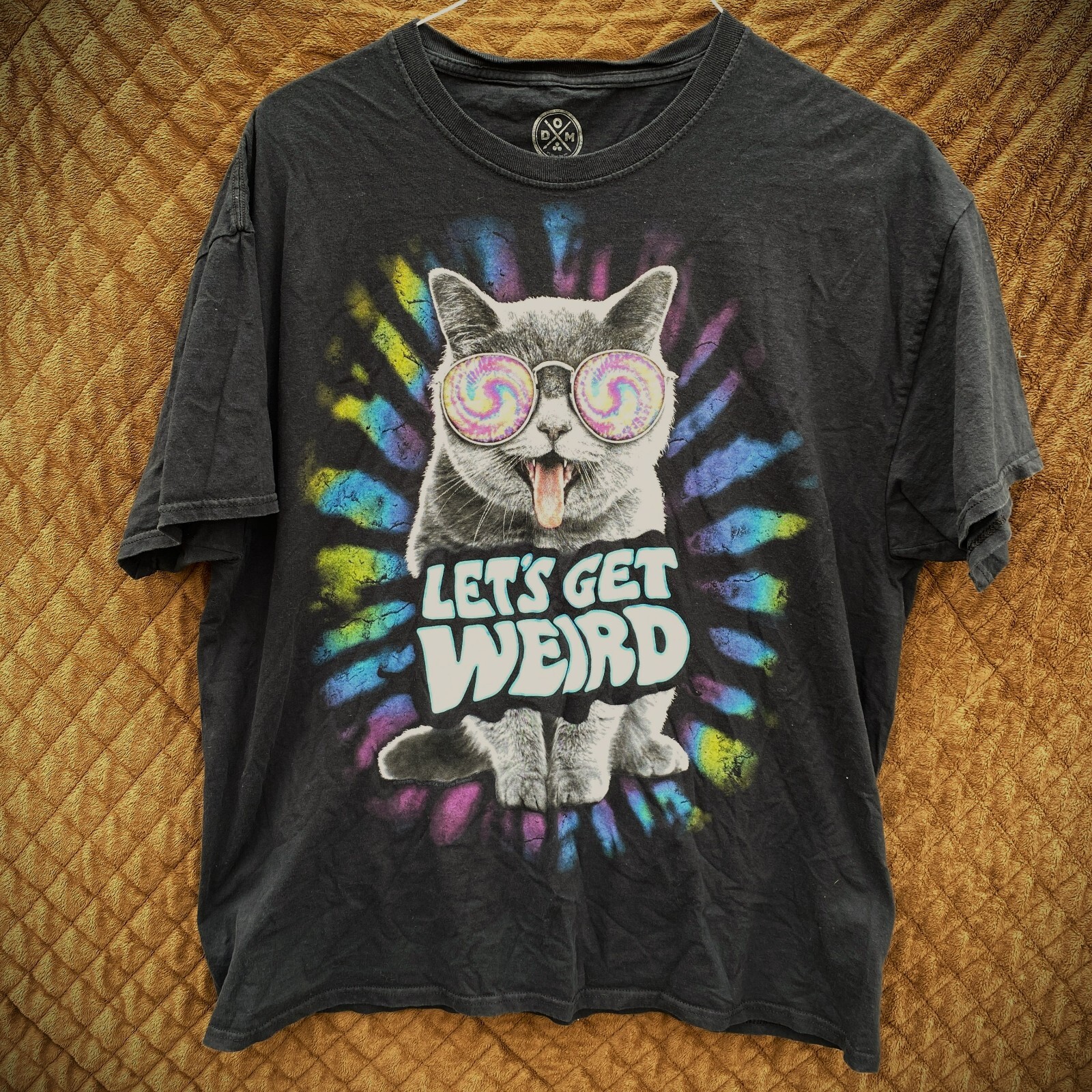 DOM Brand Black Let's Get Weird Psychedelic Cat Graphic T-Shirt Adult Size  XL | eBay