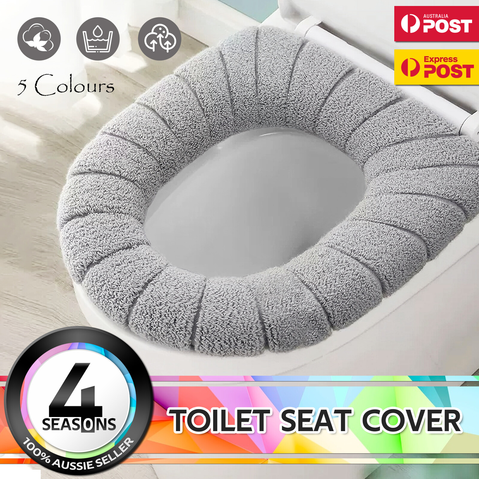 Toilet Seat Cushion Cover Soft Washable Mat Bathroom Warmer Closestool Winter Oz