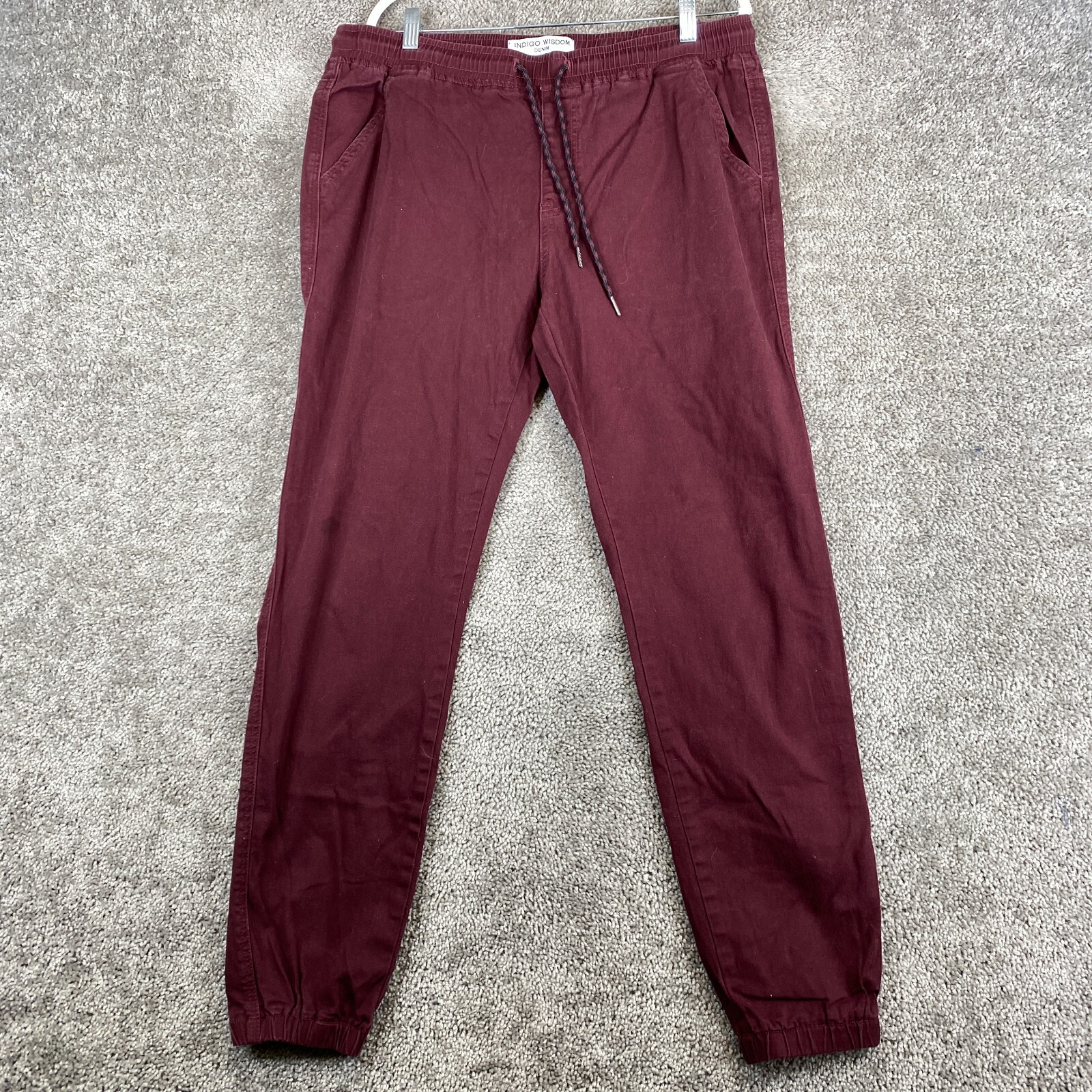 Indigo Wisdom Denim Tapered Jogger Pants Men's 36x32 Maroon