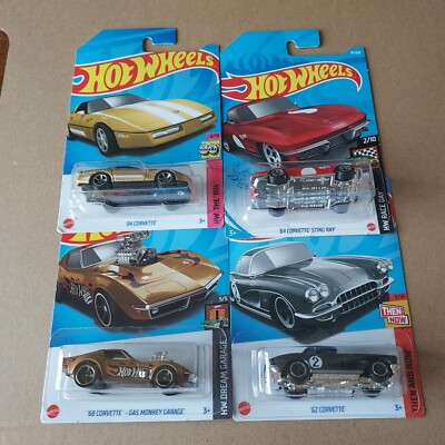 Hot Wheels Corvette (lot of 4) 2021#10 Sting Ray, 2023#74,#139, Gas Monkey#216