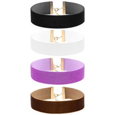 4pcs Women's Gothic Wide Velvet Choker Retro Ribbon Collar Necklace Adjustable