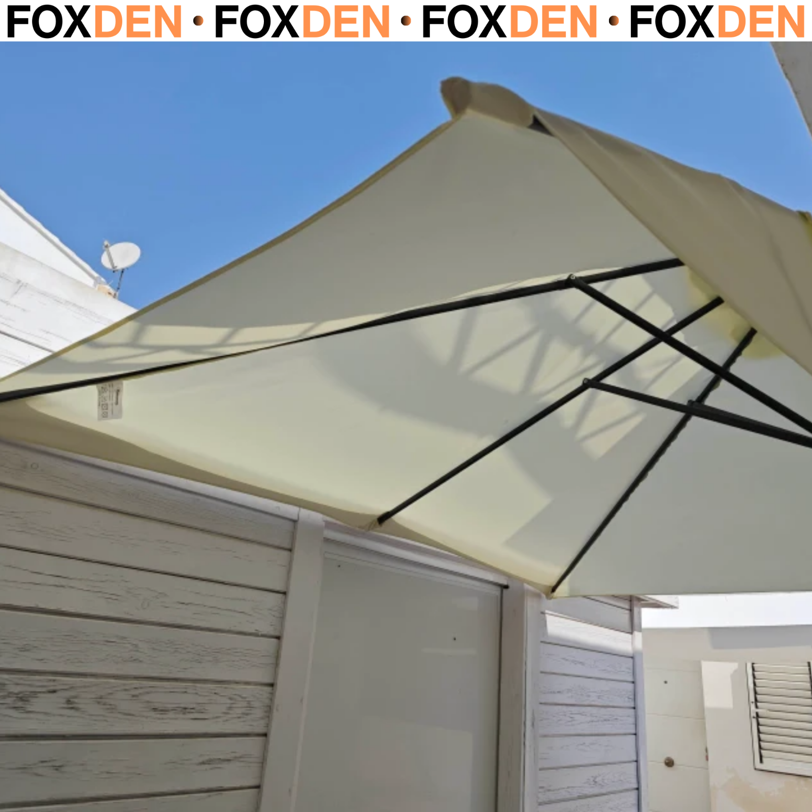 Parasol Half Round Umbrella UV-Resistant Powder Coated with Crank Handle Beige