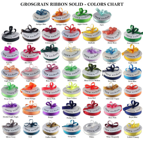 Grosgrain Ribbon 1/4", 3/8", 5/8", 7/8". 1.5" 50 Yards Roll Bulk 40 Colors