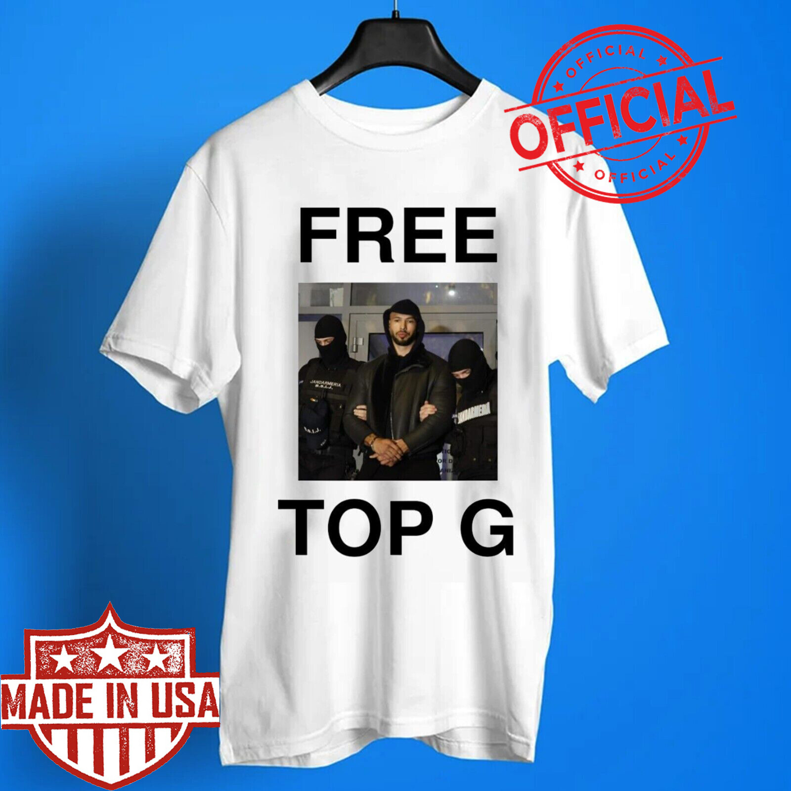 New FREE ANDREW TATE Top G T-shirt Cotton Unisex All Size