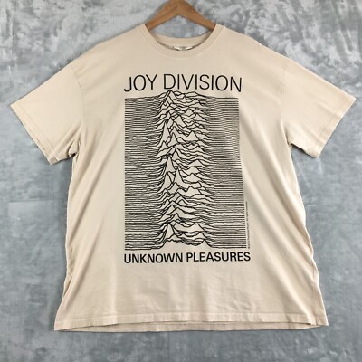 H&M Joy Division Unknown Pleasures T-shirt, Adult Unisex XL, Ivory Cream