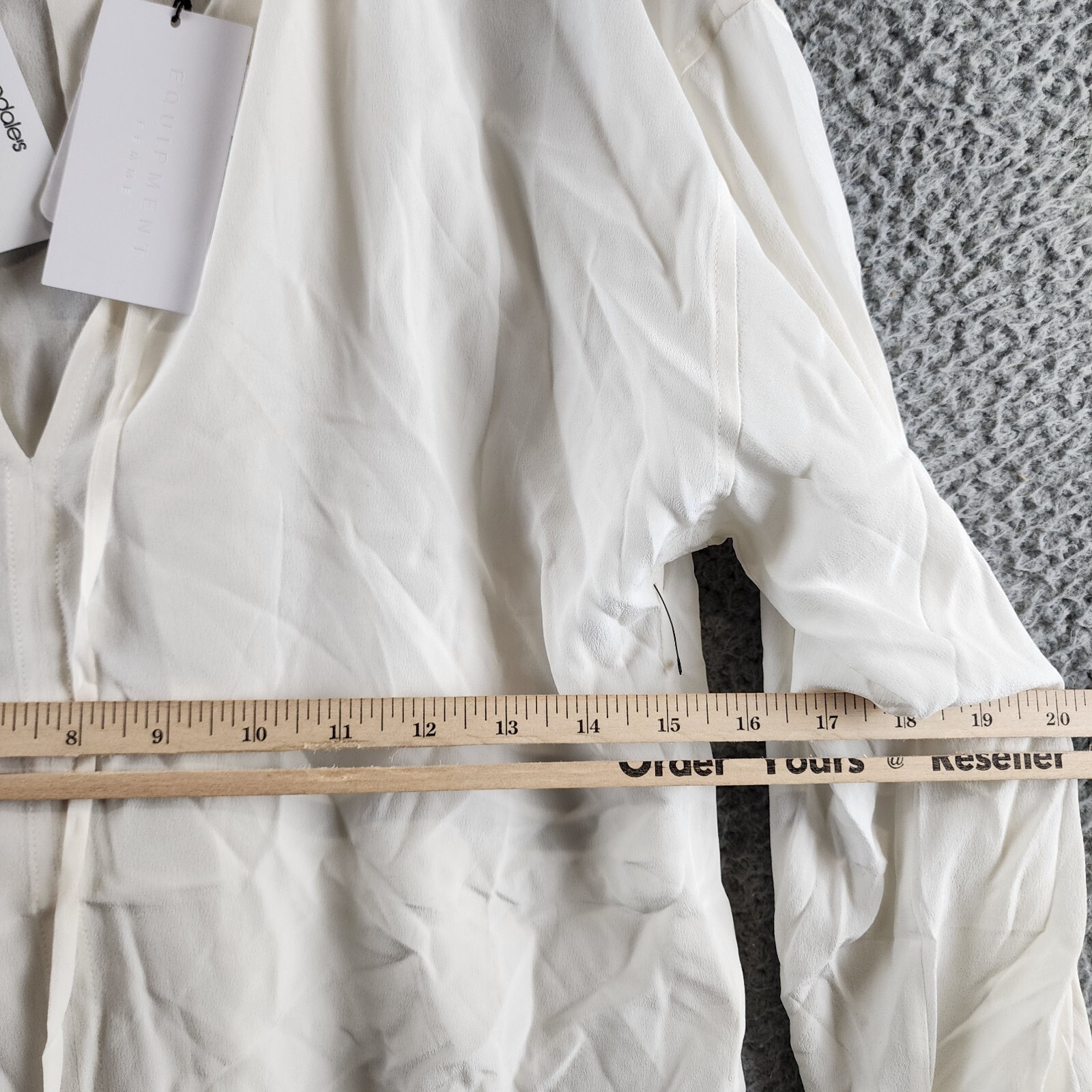 Equipment Femme Hailey Silk Blouse Women's XS Nature White Tie Neck Long Sleeve - Picture 9 of 17