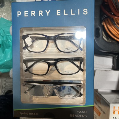 Perry Ellis  Premium Reading Glasses for Men 3 Pack +2.50 Black, CLEAR  Navy BLU