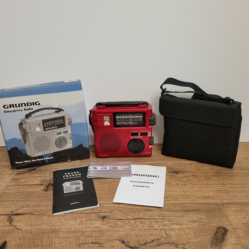 Grundig FR200 Emergency Radio World Band Receiver AM FM SW1 SW2 Red