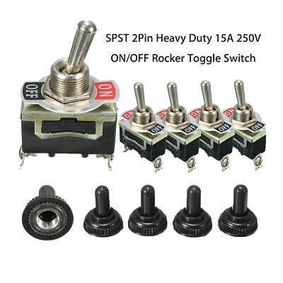 5pcs toggle switch SPST 12V 24V 250V Volt 15A ON OFF Flick Auto Car Boat 2-pole