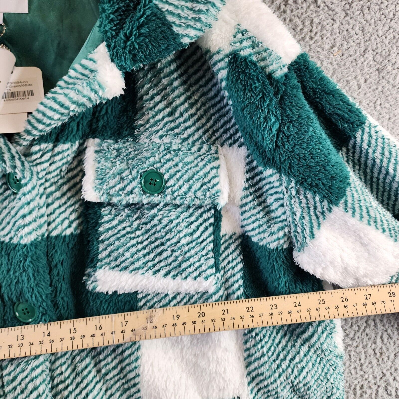 White Mark Plaid Shacket Women's 2XL Green/White Full Front Button Closure L/S - Picture 10 of 15