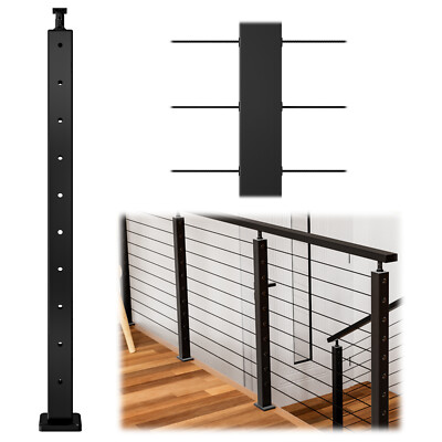 Muzata Level drilled Adjustable Top Mount Cable Railing Post for Level Deck PS01