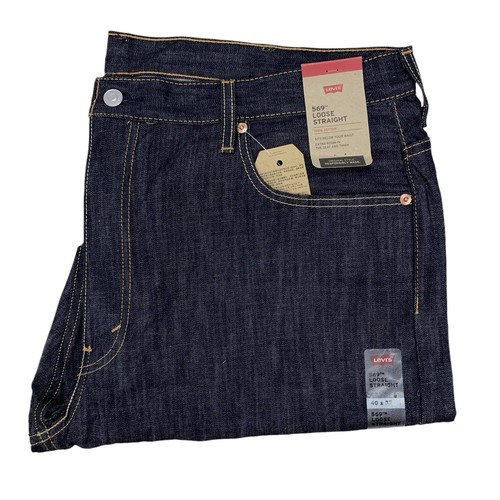 Свободные прямые мужские джинсы Levis 569 (Размер 40 x 32) Ice Cap темно-синего цвета