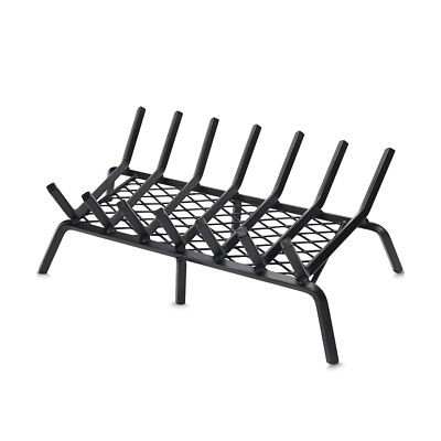 G GOOD GAIN Fireplace Grate with Ember Retainer, 24" Heavy Duty Cast Iron Ind...