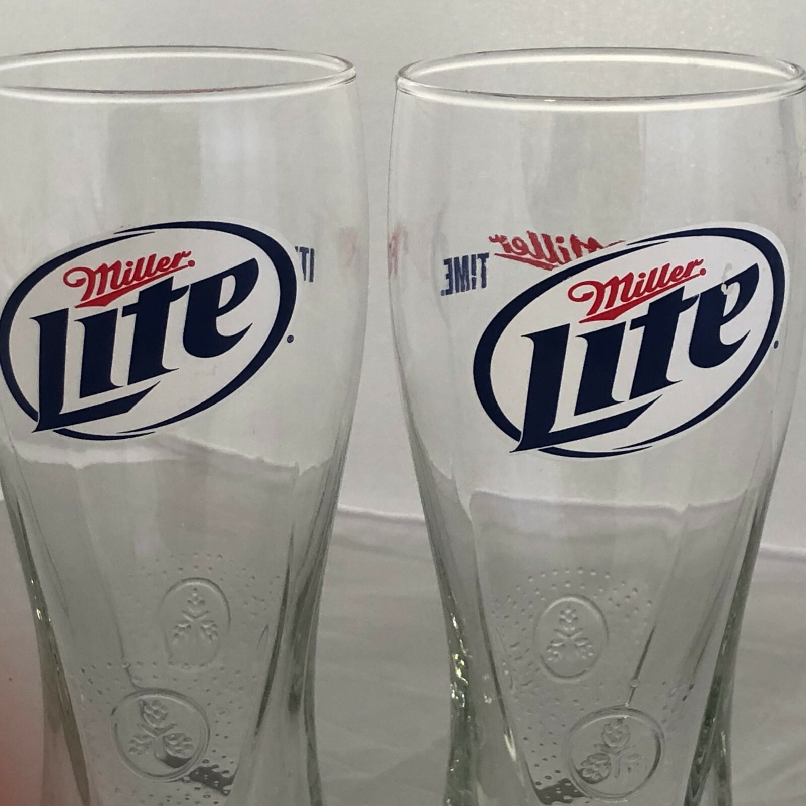 Lot of 2 Miller Lite Beer Glasses Glass 