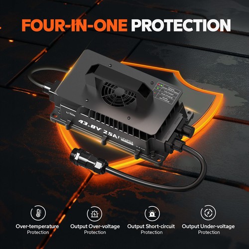 LiTime 43.8V 25A Waterproof AC-DC Charger for 36V(38.4V) Lithium LiFePO4 Battery