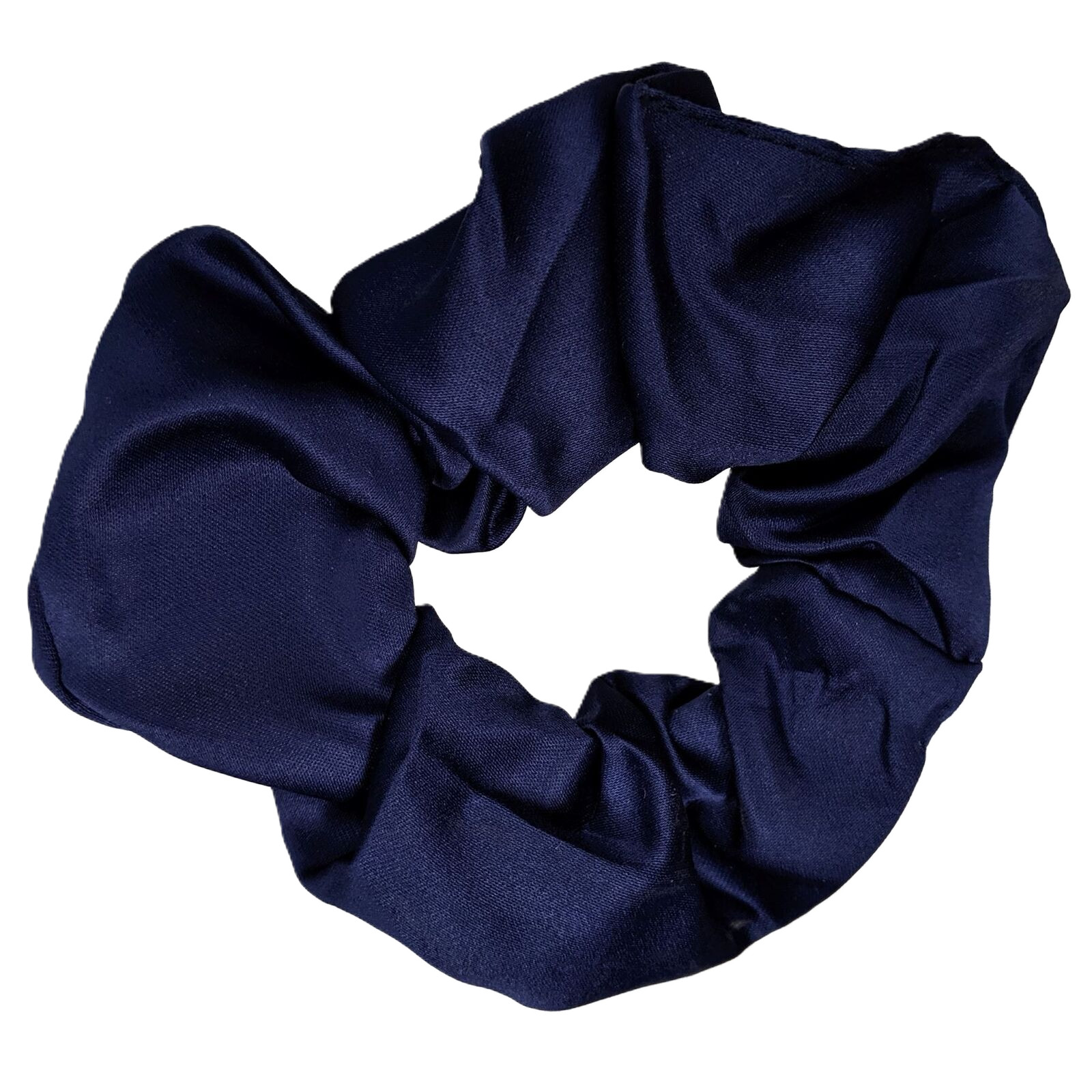 Navy Blue Satin Hair Scrunchie Elegant Elastic Band for Women Gym &amp; Casual