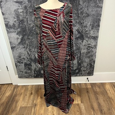 Sundance La Donna Patchwork Velvet Silk Blend Maxi Dress Long Sleeve Women's 12
