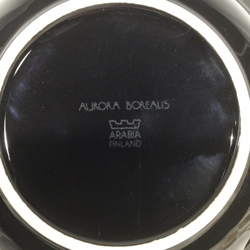 Arabia Finland Aurora Borealis Rimmed Soup Bowl 8” Black Cereal MCM