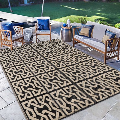 SAND MINE Reversible Mats, Plastic Straw Rug, Modern Area Rug, Large Floor Ma...