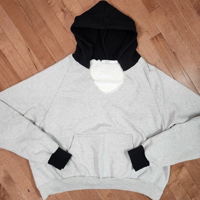 Mnml Sweatshirt Mens Size Small Gray Hooded Pullover Cut Out Neckline