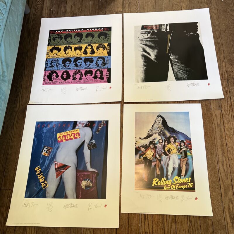Rolling Stones Lot Of 4 Lithograph Print Sticky Fingers Andy Warhol Some Girls +