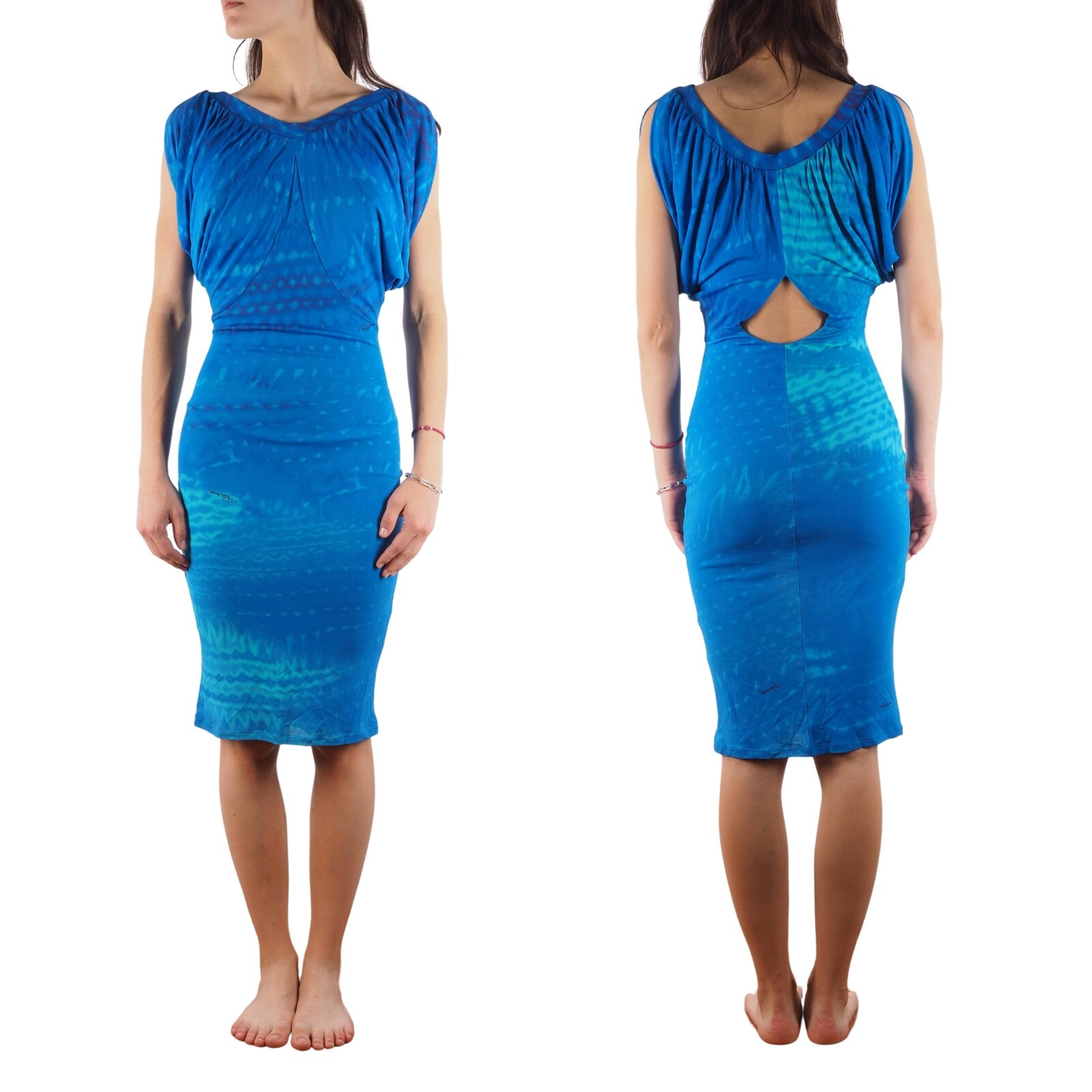 Roberto Cavalli 2008 Blue Cocktail Bodycon Knee Length Dress