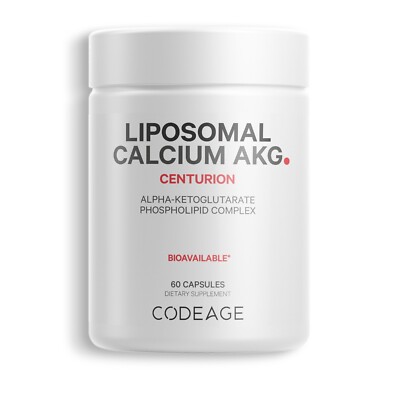 Codeage Liposomal Calcium AKG Alpha Ketoglutarate Capsules, Phospholipids, 60 ct