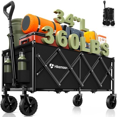 Hikemoon 34'' Extra Long Collapsible Wagons Carts Foldable 360...