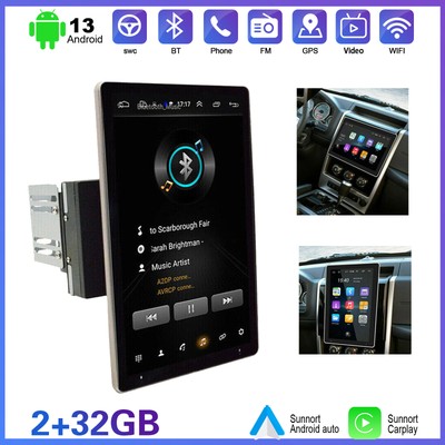 10.1'' Rotatable Android 13 Touch Screen Car Stereo Radio GPS WIFI BT Double 2DIN