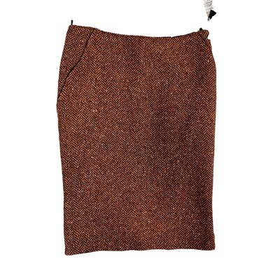 Vintage Sisley Wool Tweed Knee Length Pencil Skirt Size 12 Heathered Brown