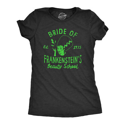 Womens Bride Of Frankensteins Beauty School T Shirt Funny Spooky Halloween Party