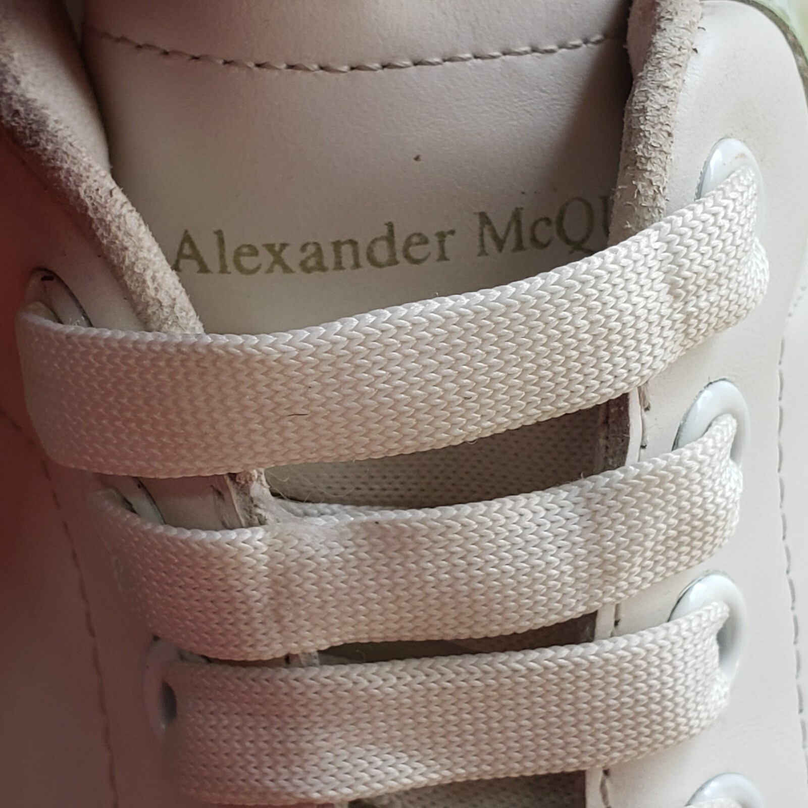 Alexander McQueen Lerry White Leather Shoes logo Trainers Sneakers US 10 EU 43