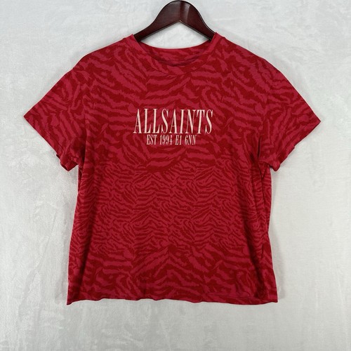 Allsaints Top Womens Medium Red Zebra Print Remix Bennie