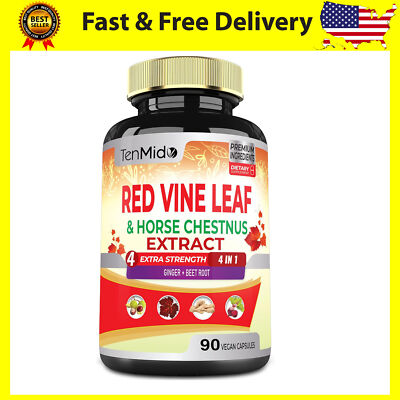 Red Vine Leaf Supplement Extract Horse Chestnut, Beet Root, Ginger, 90 Capsules