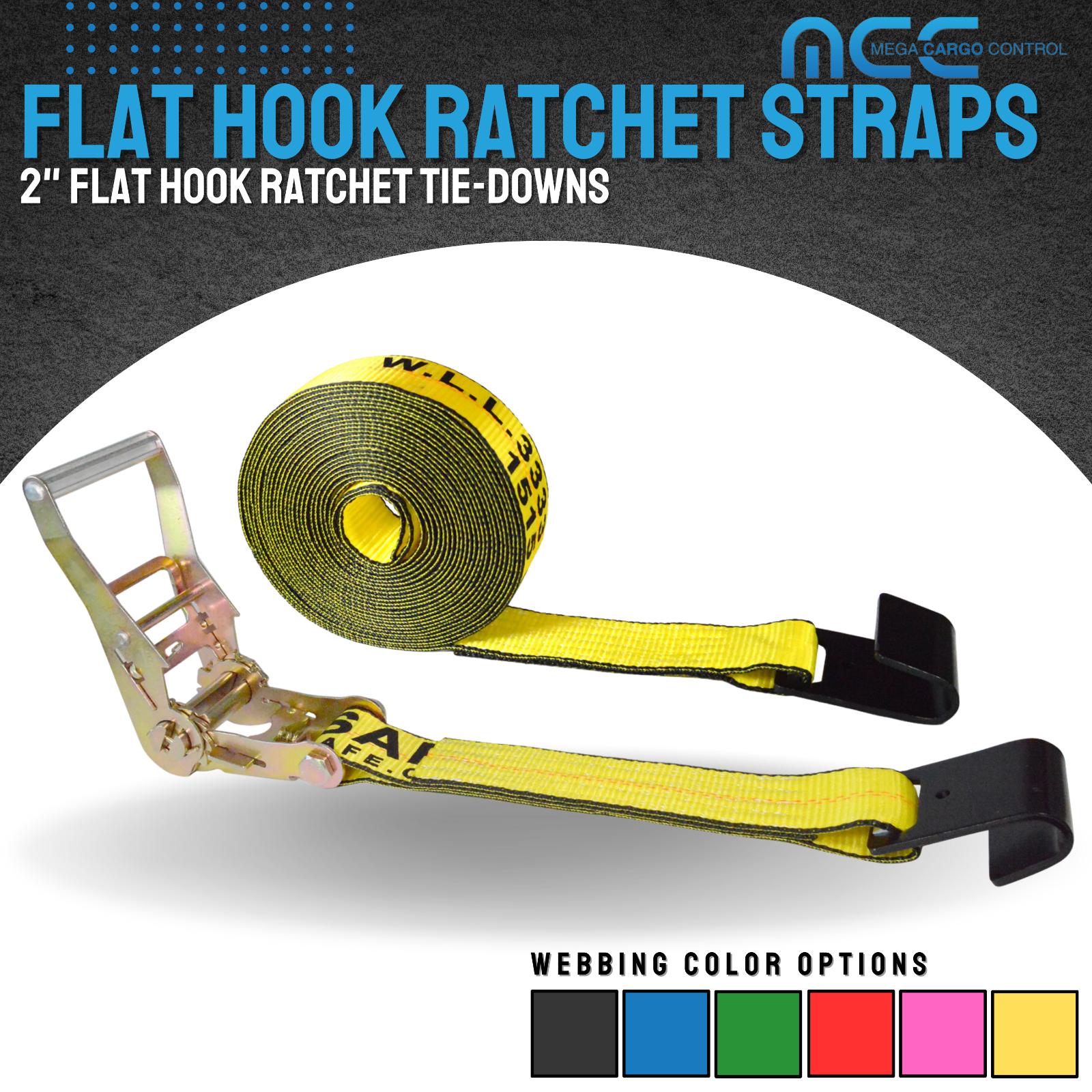 Heavy Duty 2" x 30' Ratchet Strap w/Flat Hook for Flatbed Truck Trailer Tie Down