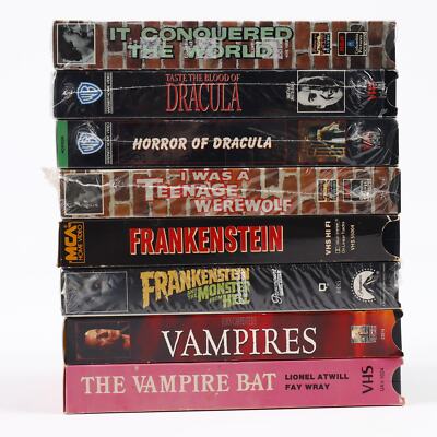 Mixed Lot of 8 Creature Monster Vampire Horror Movies VHS Frankenstein Dracula