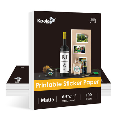 300 Koala Sticker Paper Matte White 8.5x11 Adhesive Photo Paper for Inkjet Laser