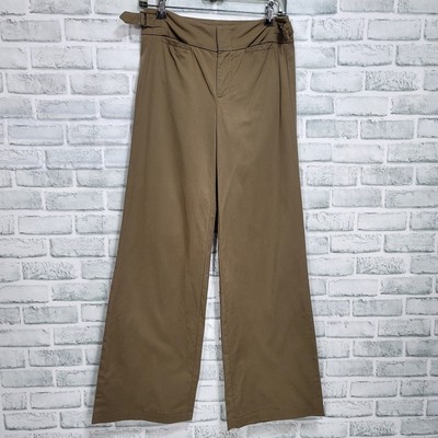 Vince Womens 2 Olive Green Wide Leg Trouser Side Buckle Waistband Career Casual