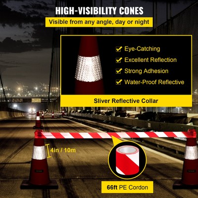 VEVOR 5 PCS Safety Cones Traffic Cones 18" Orange Reflective Collars Road Cones