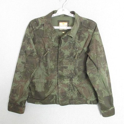 Princess Vera Wang Jacket Womens L Green Camouflage Floral Utility Zip Pocket