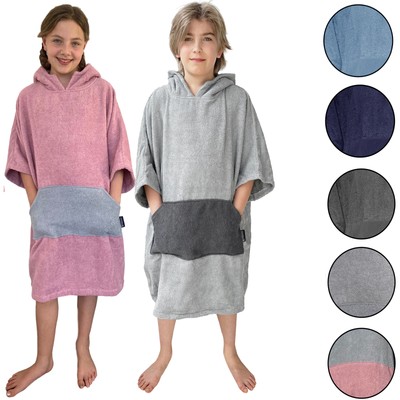 Surfponcho 100% Baumwolle Badeponcho für Kinder Badehandtuch Poncho Frottee