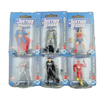 6 Micro JUSTICE LEAGUE DC Comics Superman Batman Wonder Woman Flash Cyborg Gift