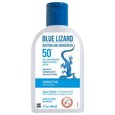 BLUE LIZARD Sensitive Mineral Sunscreen with Zinc Oxide SPF 50+ Water Resista...